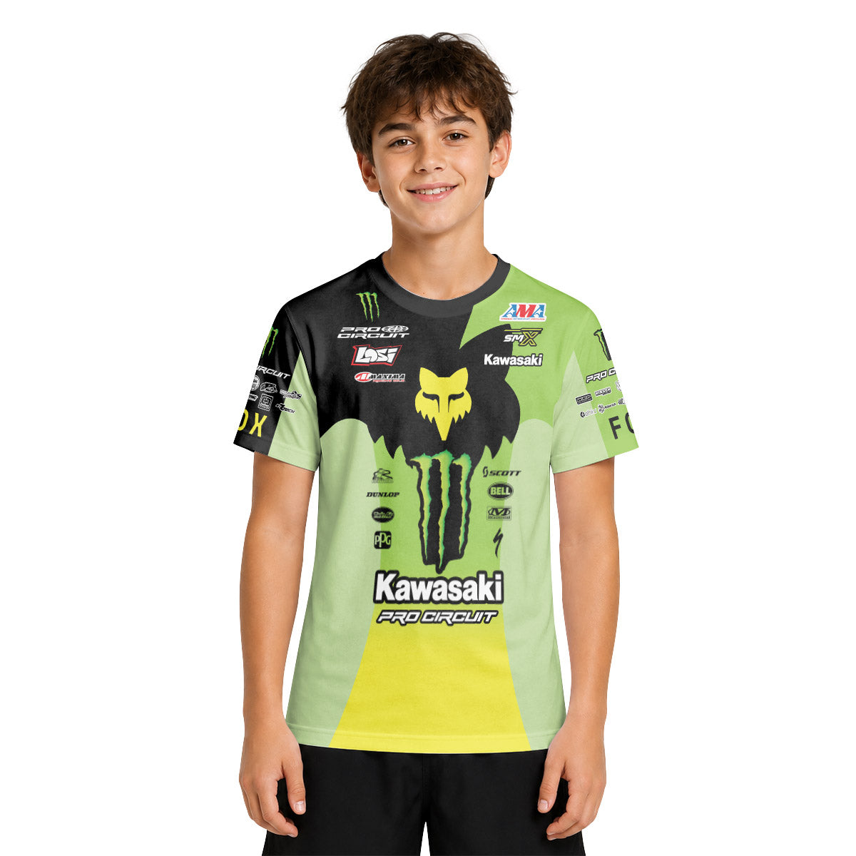 Seth Hammaker 10 Monster Green Neon Youth Short Sleeve Motocross Jersey