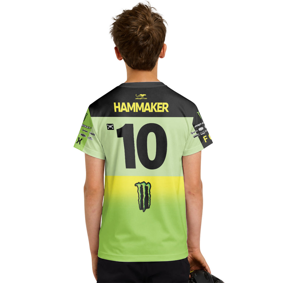 Seth Hammaker 10 Monster Green Neon Youth Short Sleeve Motocross Jersey