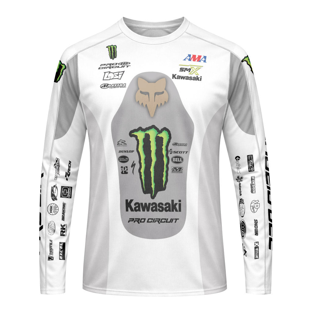 Seth Hammaker 43 Monster White Long Sleeve Motocross Jersey