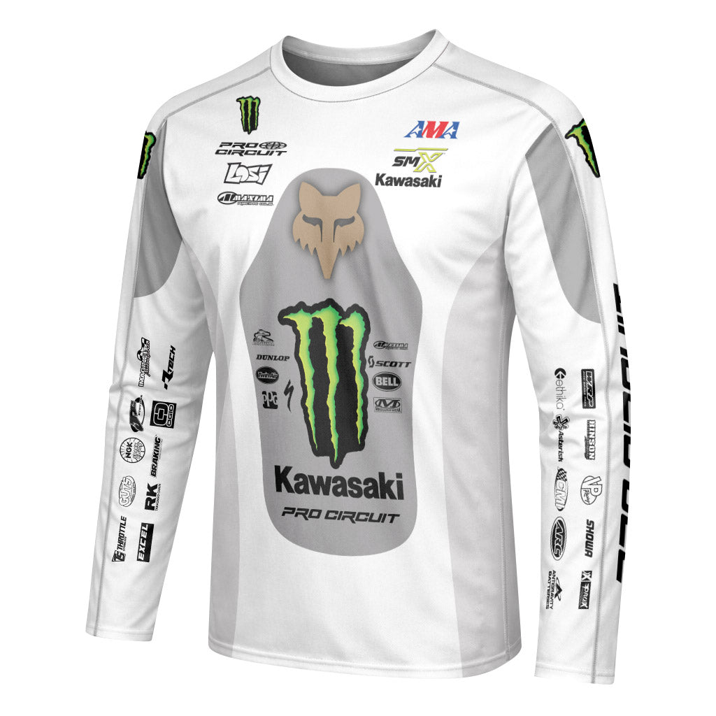 Seth Hammaker 43 Monster White Long Sleeve Motocross Jersey