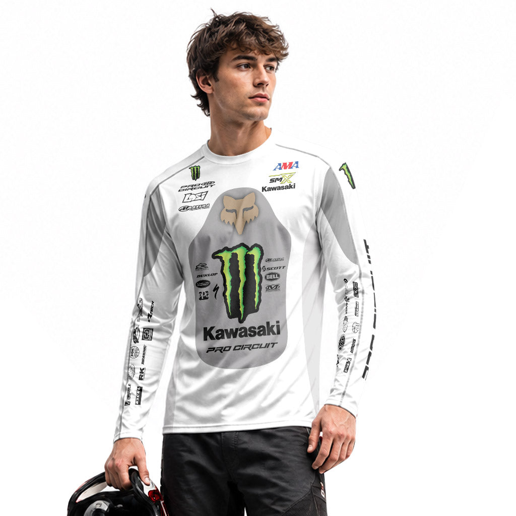 Seth Hammaker 43 Monster White Long Sleeve Motocross Jersey