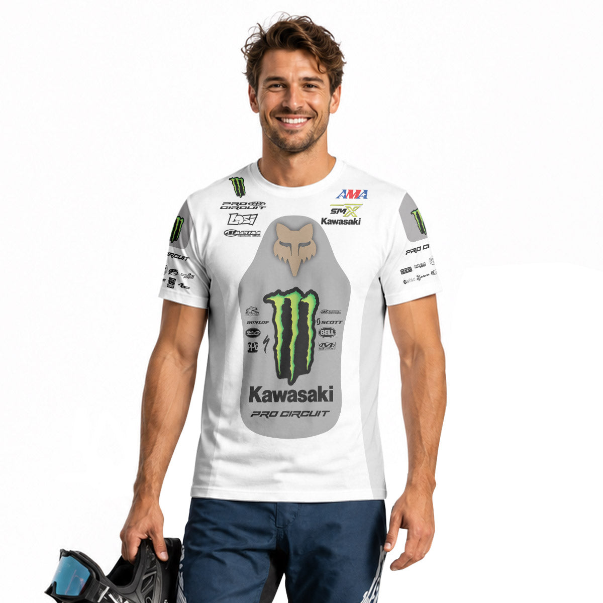 Seth Hammaker 43 Monster White Short Sleeve Motocross Jersey