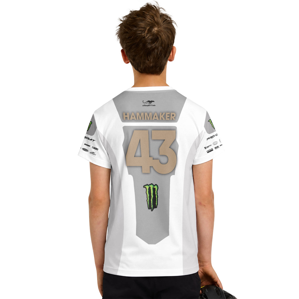 Seth Hammaker 43 Monster White Youth Short Sleeve Motocross Jersey