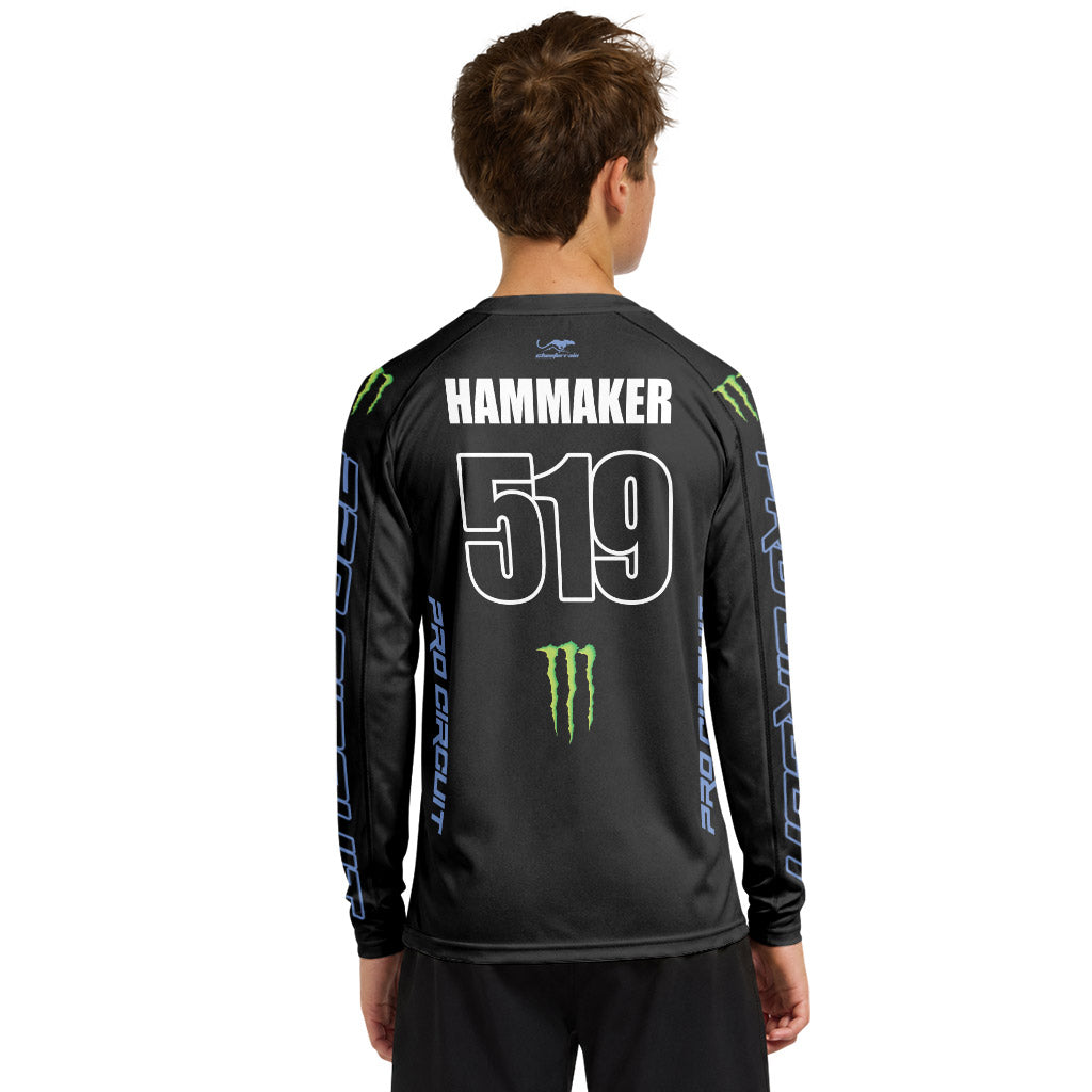 Seth Hammaker 519 Monster Black Youth Long Sleeve Motocross Jersey