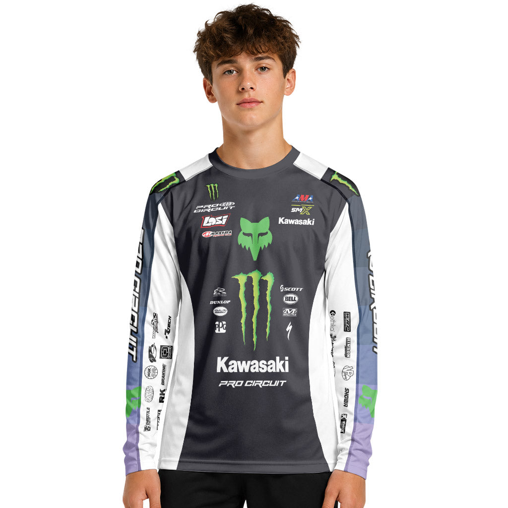 Seth Hammaker 56 Monster Black Youth Long Sleeve Motocross Jersey