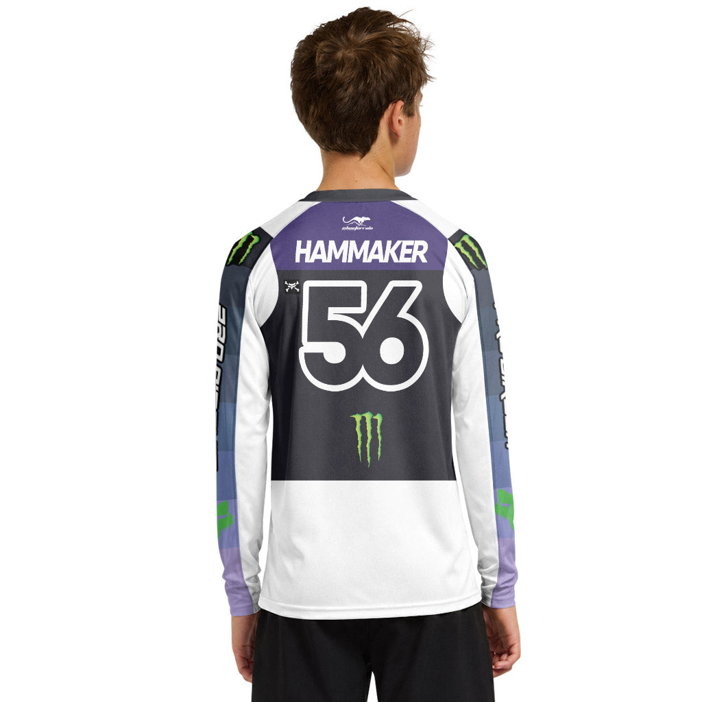 Seth Hammaker 56 Monster Black Youth Long Sleeve Motocross Jersey