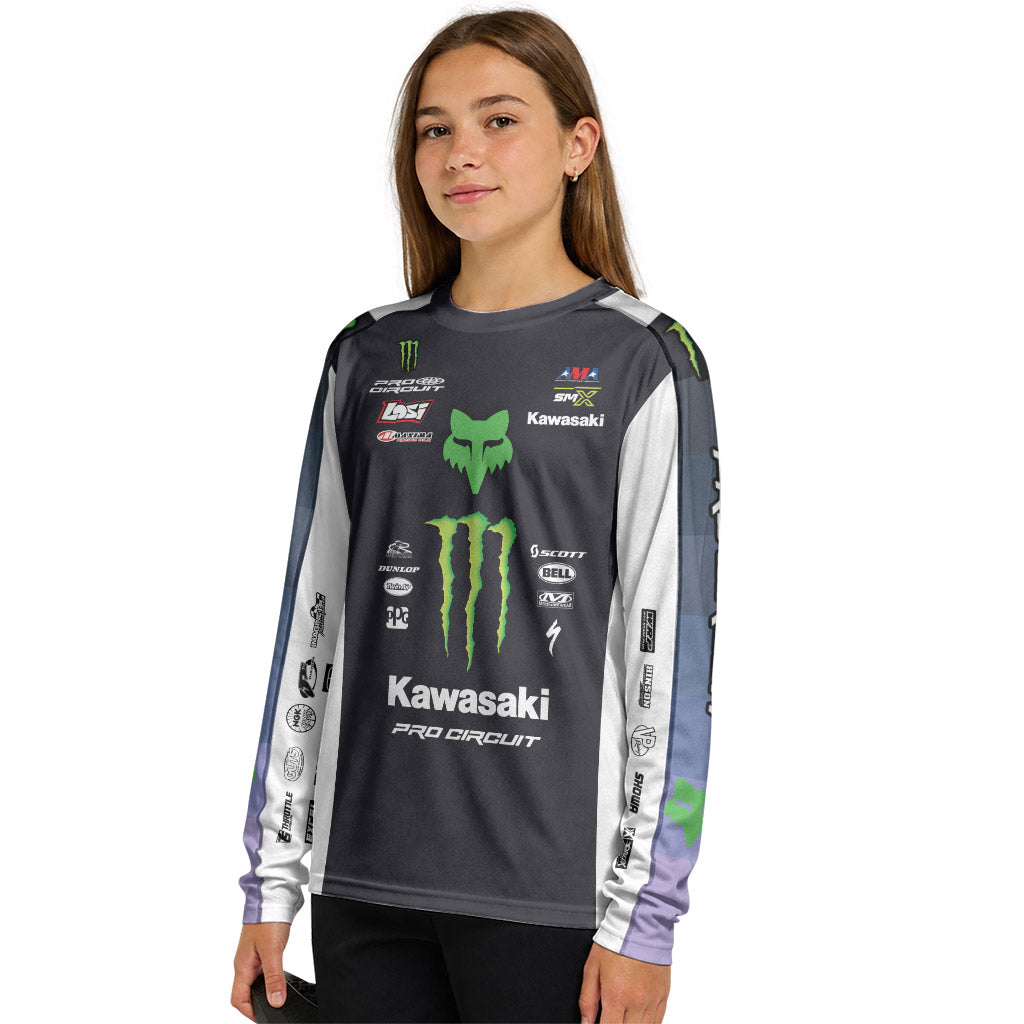 Seth Hammaker 56 Monster Black Youth Long Sleeve Motocross Jersey