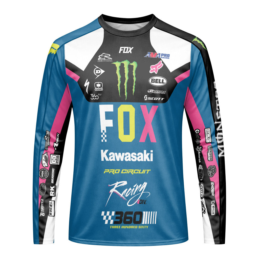 Tyler Bowers 53 Monster Colorful Long Sleeve Motocross Jersey