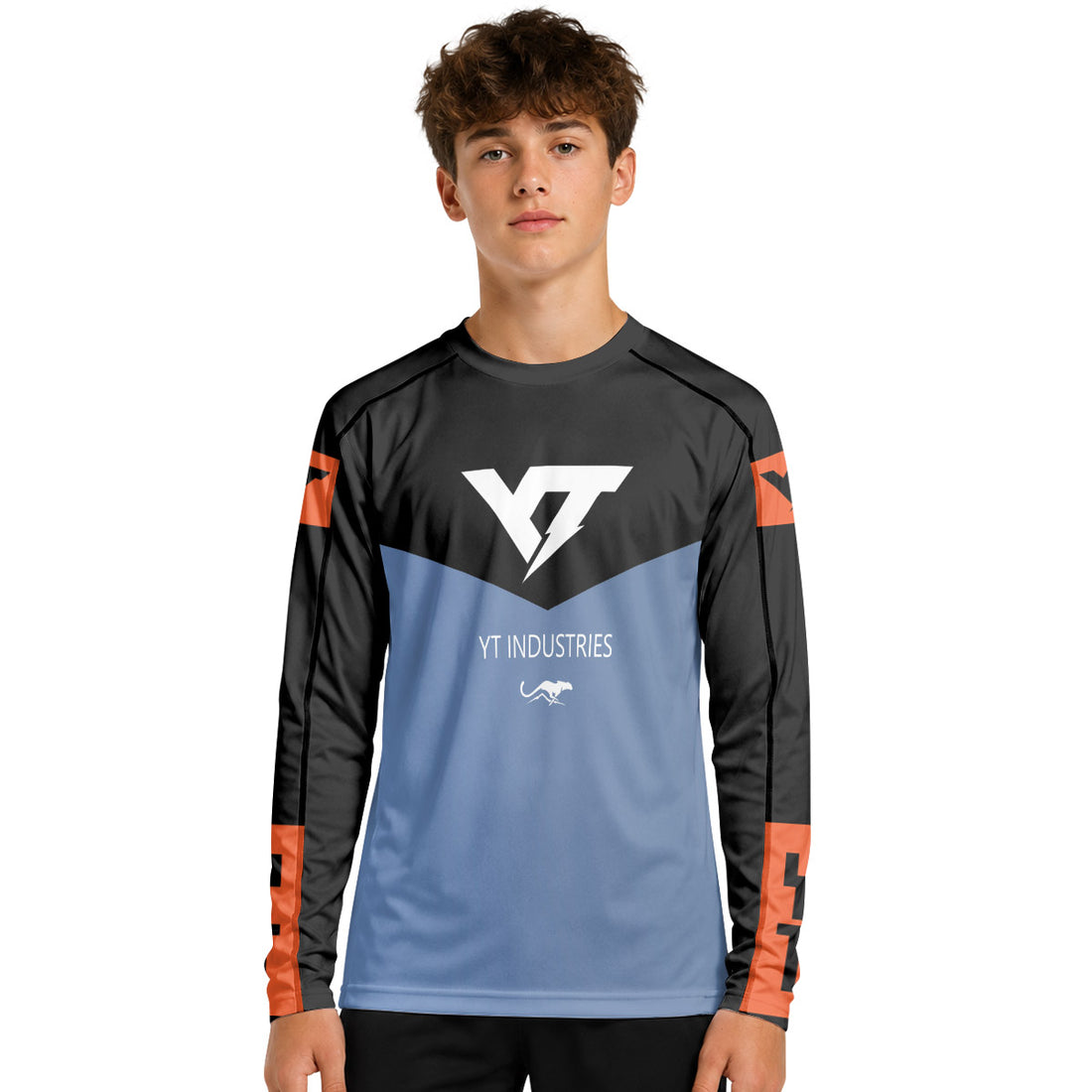 YT Industries Black Blue Youth Long Sleeve Mountain Bike Jersey