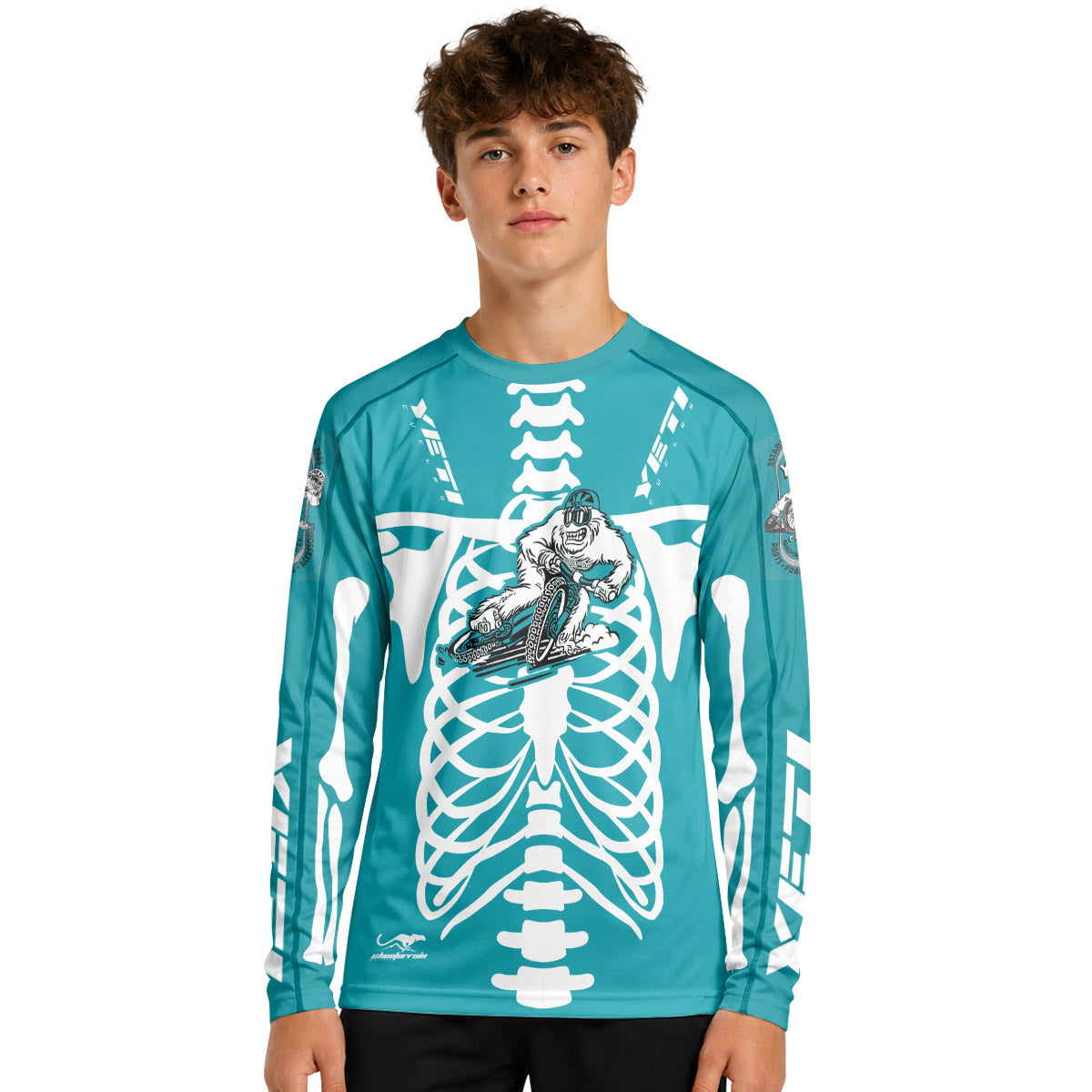 Yeti Skeleton Youth Long Sleeve Mountain Bike Jersey