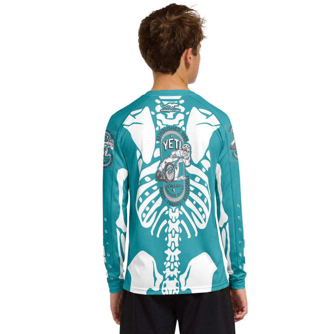 Yeti Skeleton Youth Long Sleeve Mountain Bike Jersey