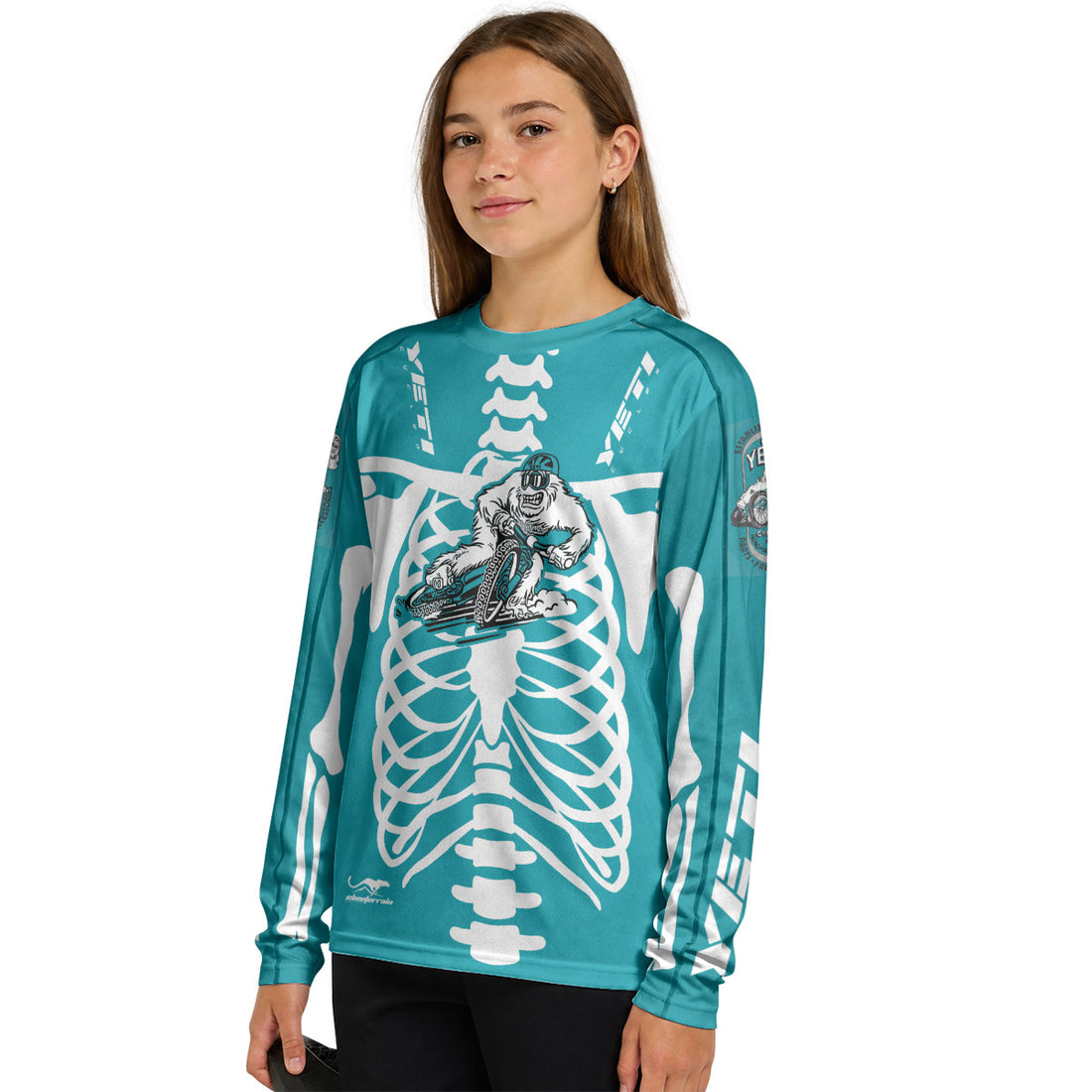 Yeti Skeleton Youth Long Sleeve Mountain Bike Jersey