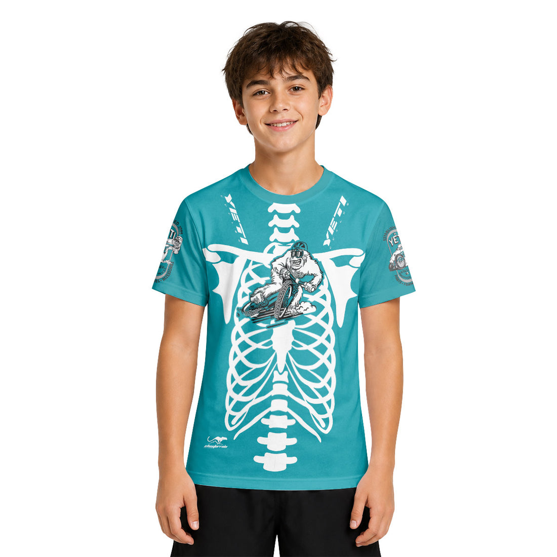 Yeti Skeleton Youth Short Sleeve Mountain Bike Jersey