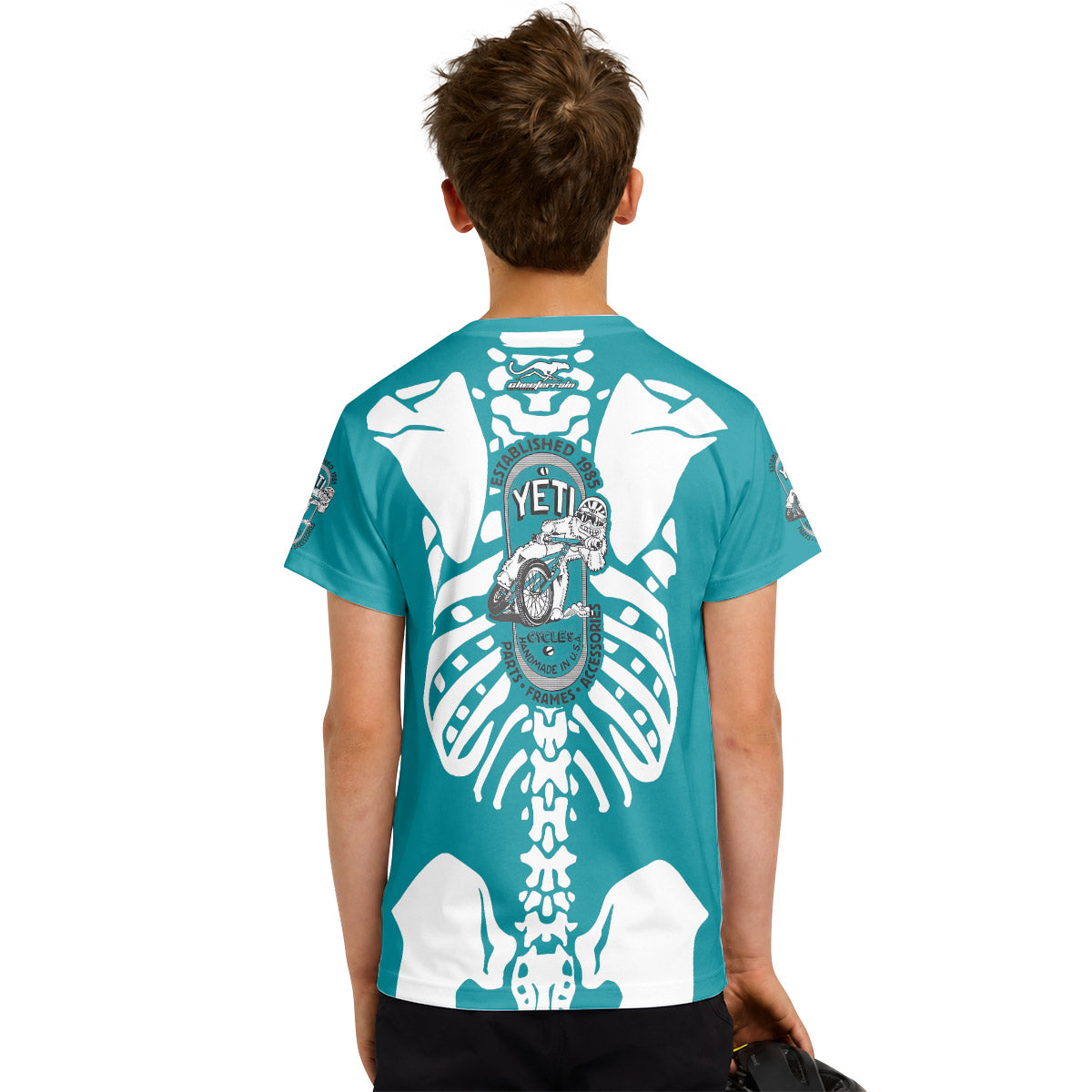 Yeti Skeleton Youth Short Sleeve Mountain Bike Jersey