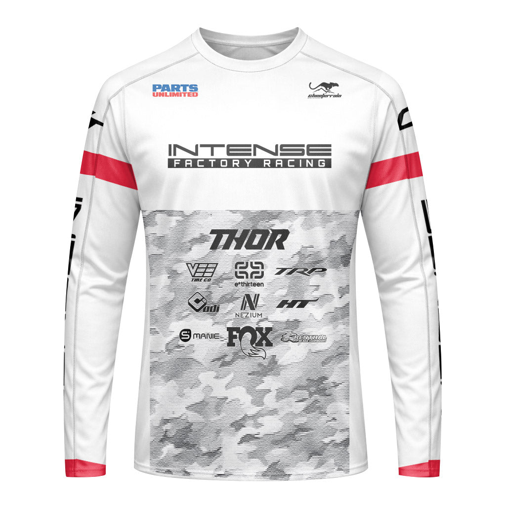 Aaron Gwin Intense White Grey Camo Long Sleeve Mountain Bike Jersey