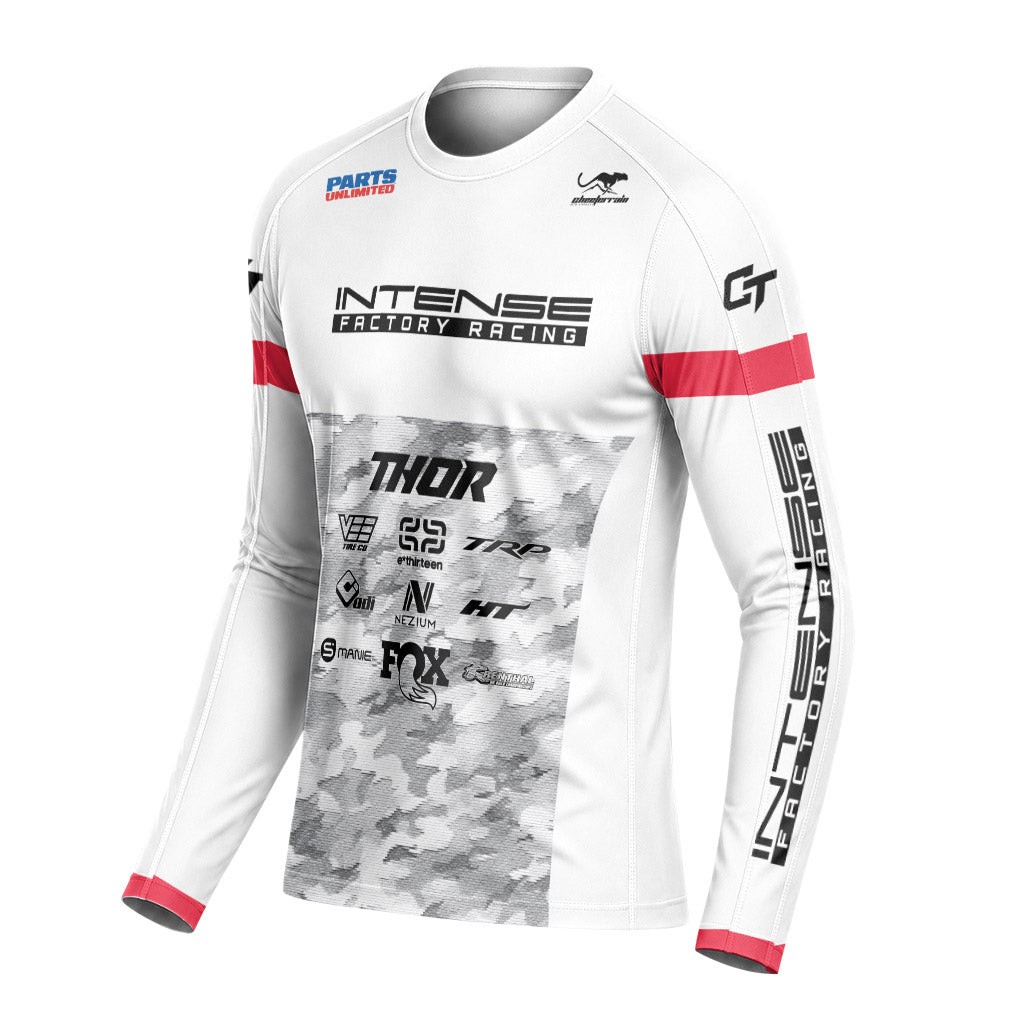 Aaron Gwin Intense White Grey Camo Long Sleeve Mountain Bike Jersey