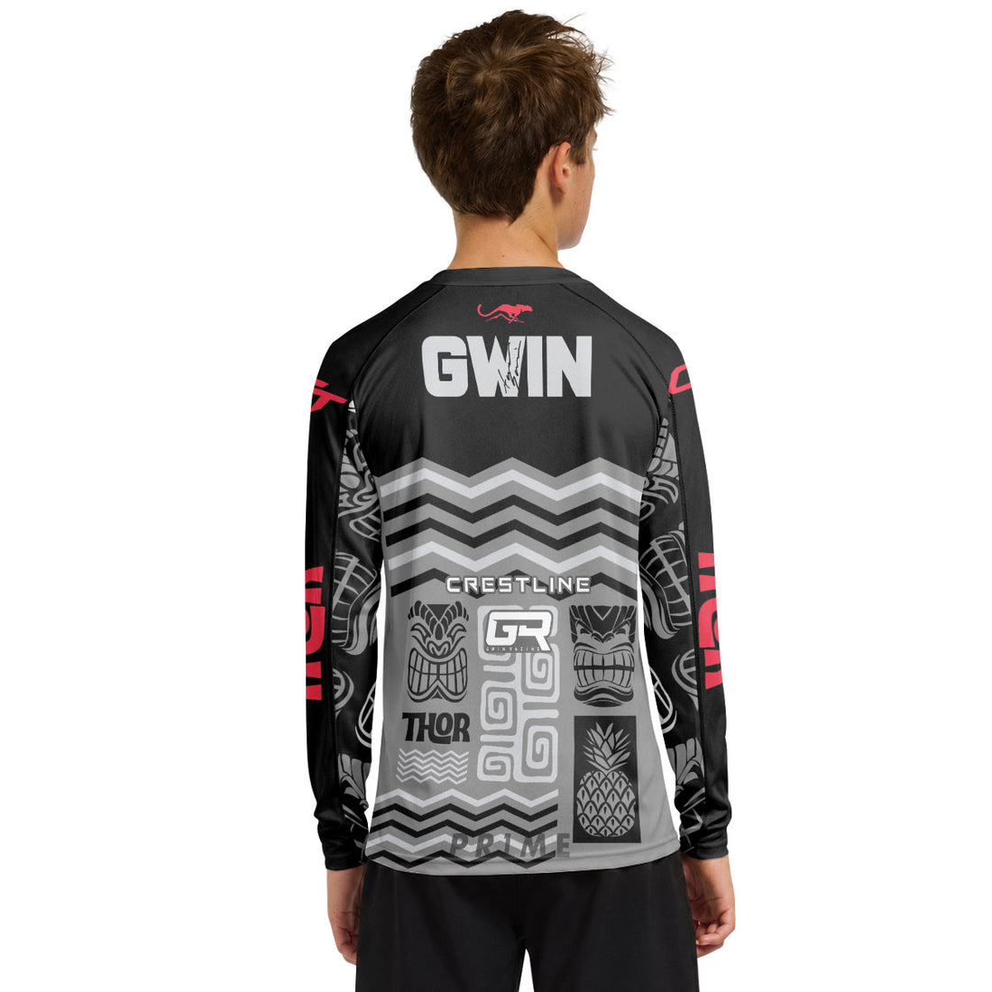 Aaron Gwin Crestline Black Grey Youth Long Sleeve Mountain Bike Jersey