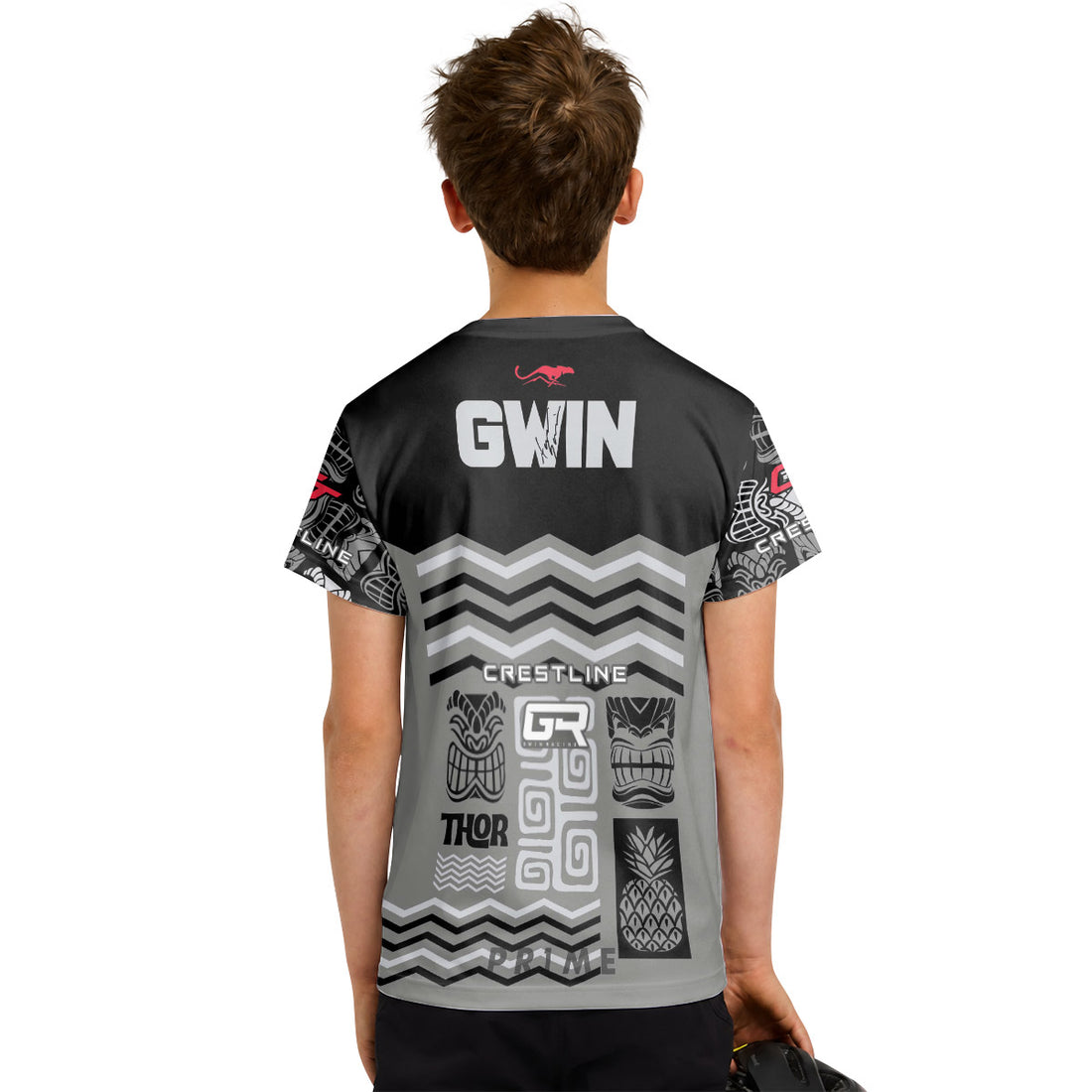 Aaron Gwin Crestline Black Grey Youth Short Sleeve Mountain Bike Jersey