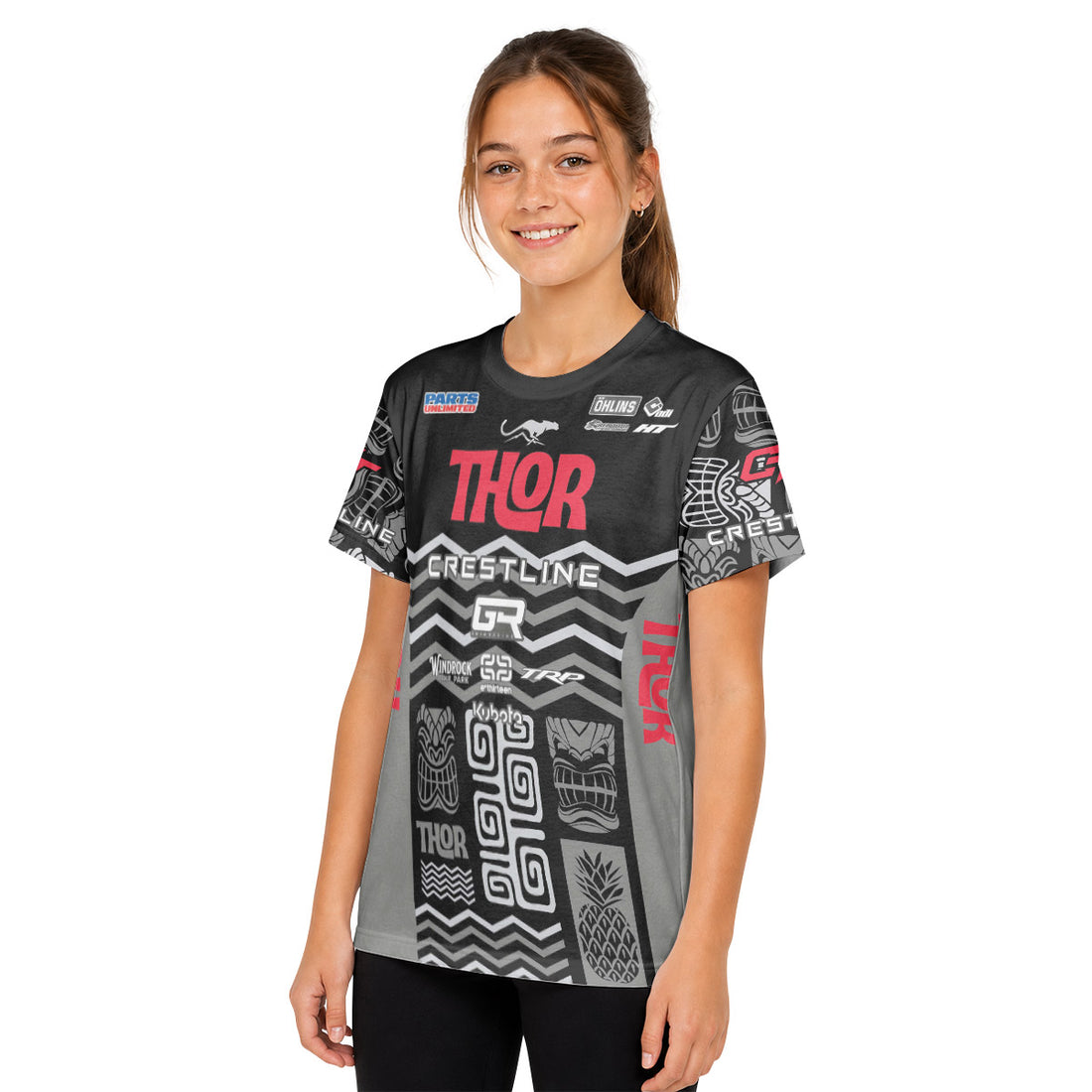 Aaron Gwin Crestline Black Grey Youth Short Sleeve Mountain Bike Jersey