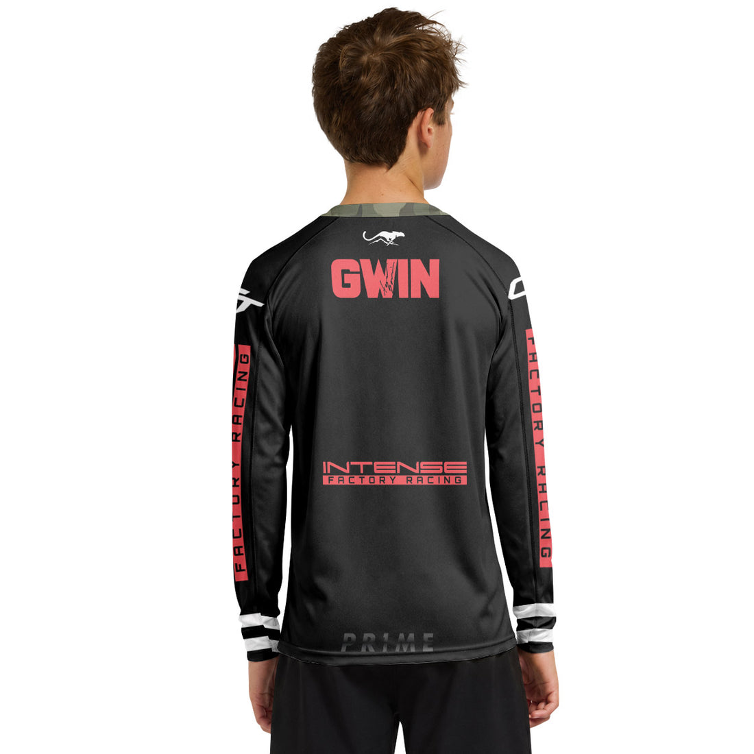Aaron Gwin Intense Black Red Youth Long Sleeve Mountain Bike Jersey