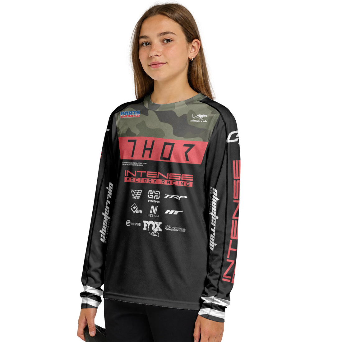 Aaron Gwin Intense Black Red Youth Long Sleeve Mountain Bike Jersey