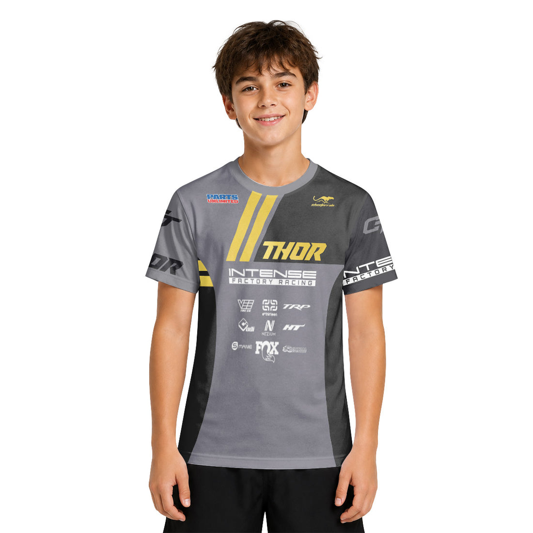 Aaron Gwin Intense Gold Gray Youth Short Sleeve Mountain Bike Jersey