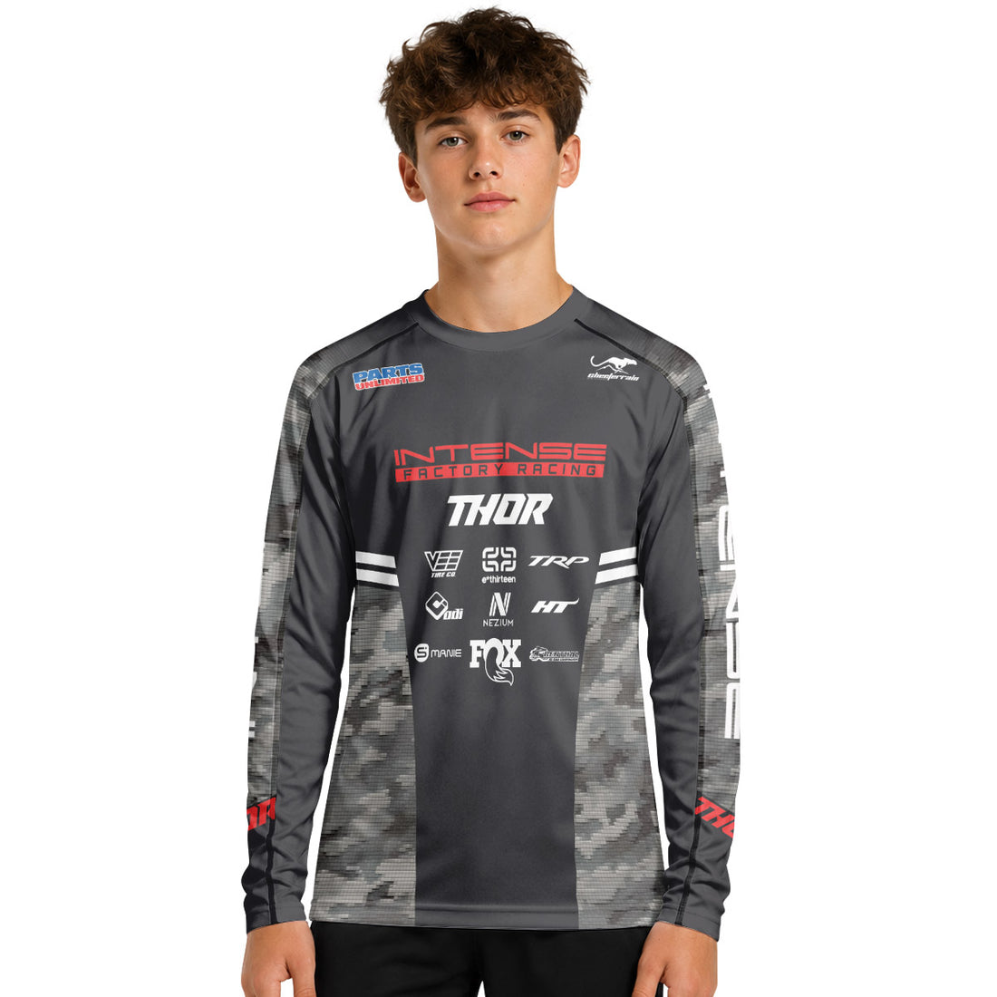 Aaron Gwin Intense Gray Soldier Youth Long Sleeve Mountain Bike Jersey