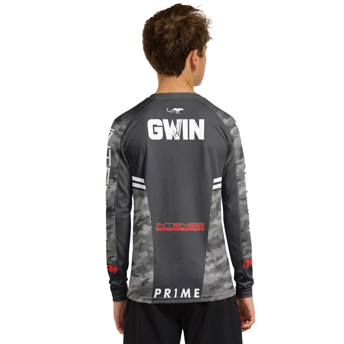 Aaron Gwin Intense Gray Soldier Youth Long Sleeve Mountain Bike Jersey