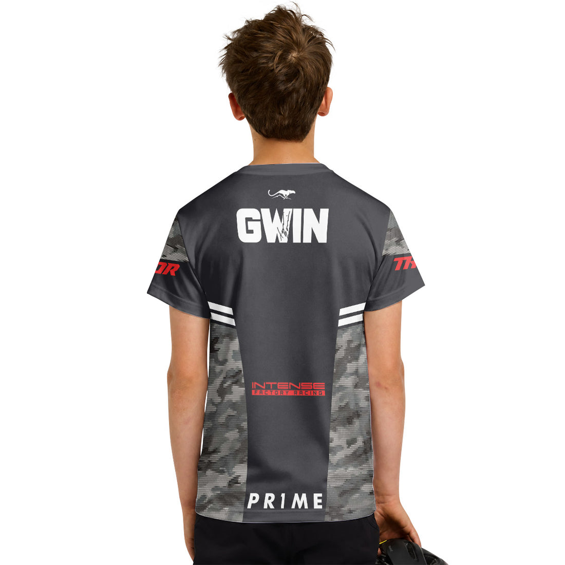 Aaron Gwin Intense Gray Soldier Youth Short Sleeve Mountain Bike Jersey