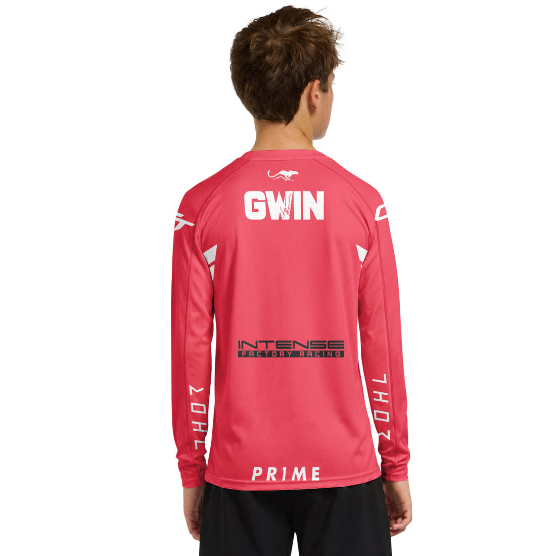 Aaron Gwin Intense Pink Youth Long Sleeve Mountain Bike Jersey