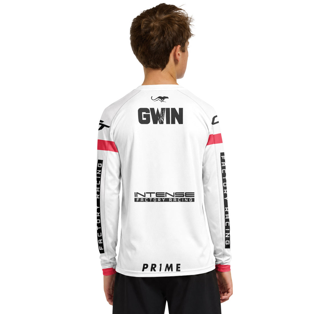 Aaron Gwin Intense White Grey Camo Youth Long Sleeve Mountain Bike Jersey