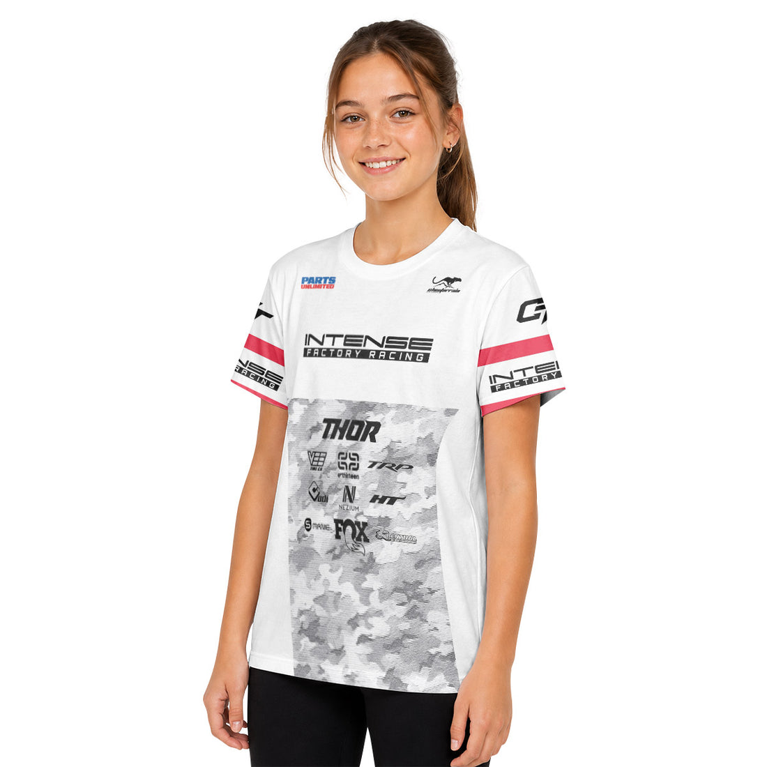 Aaron Gwin Intense White Grey Camo Youth Short Sleeve Mountain Bike Jersey