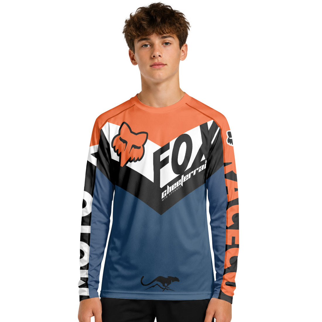 Fox Blue Raceco Youth Long Sleeve Mountain Bike Jersey