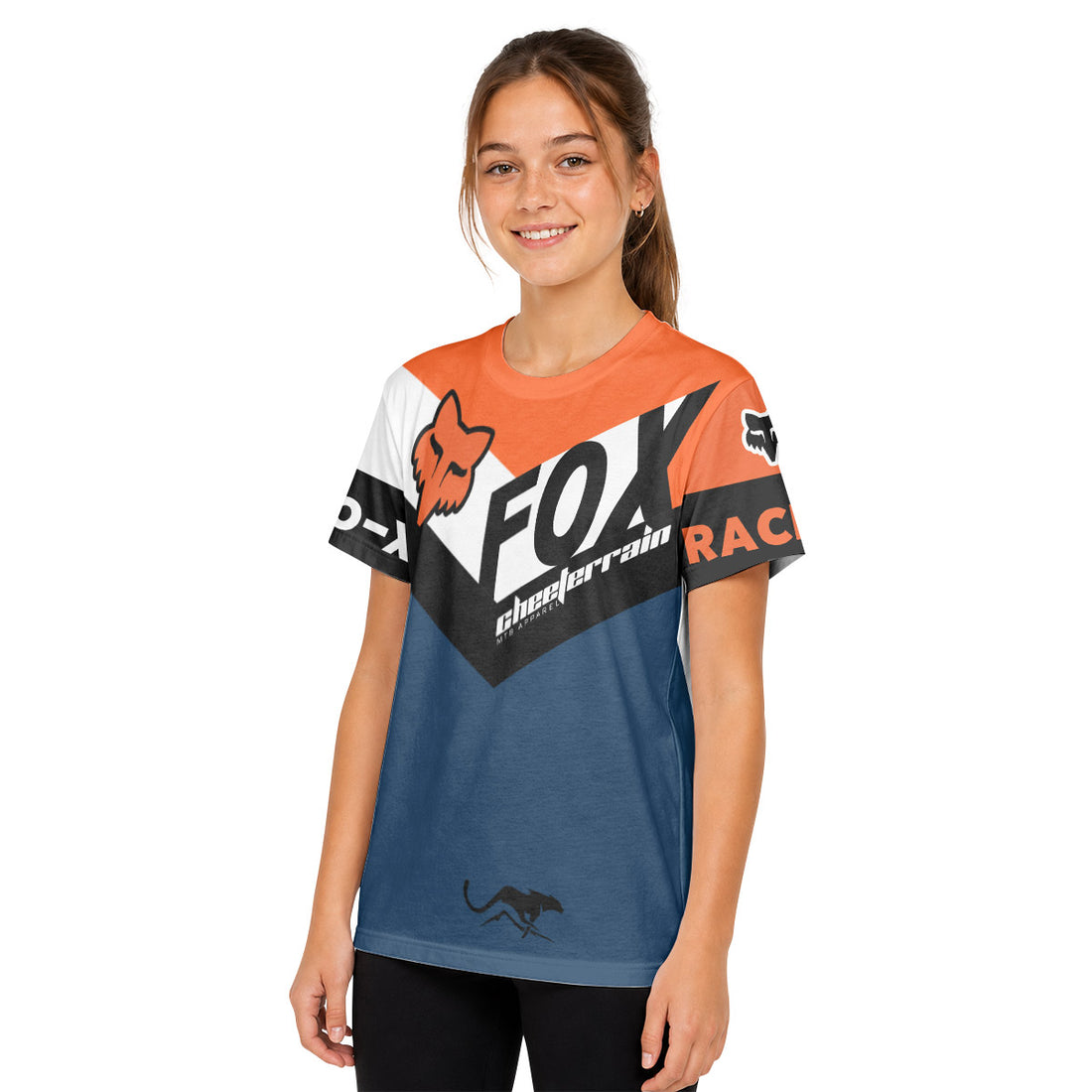 Fox Blue Raceco Youth Short Sleeve Mountain Bike Jersey