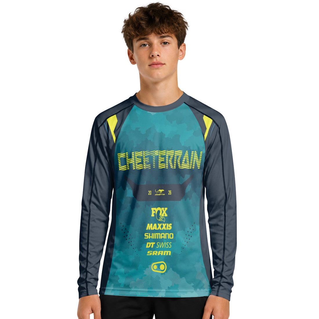 Fox Racing Black Teal Youth Long Sleeve Mountain Bike Jersey