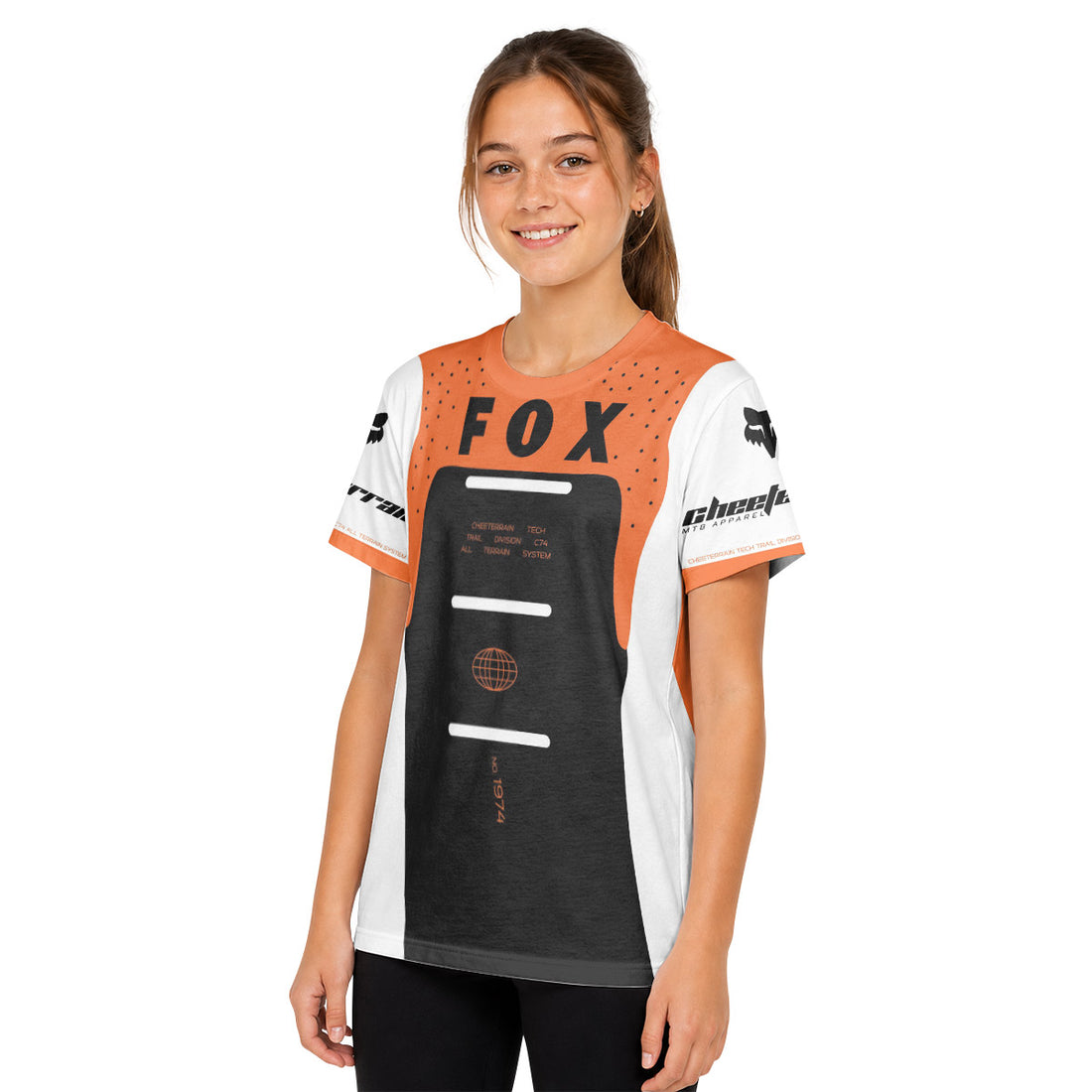 Fox Racing Orange Black Youth Short Sleeve Mountain Bike Jersey