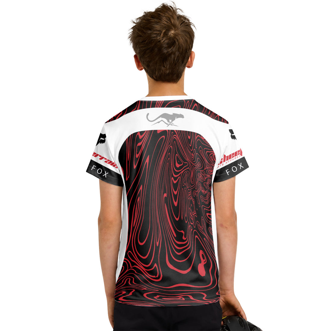 Fox Racing Red White Topographic Youth Short Sleeve Mountain Bike Jersey