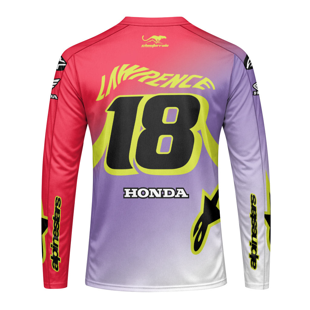 Honda Jett Lawrence 18 Purple Red Long Sleeve Motocross Jersey