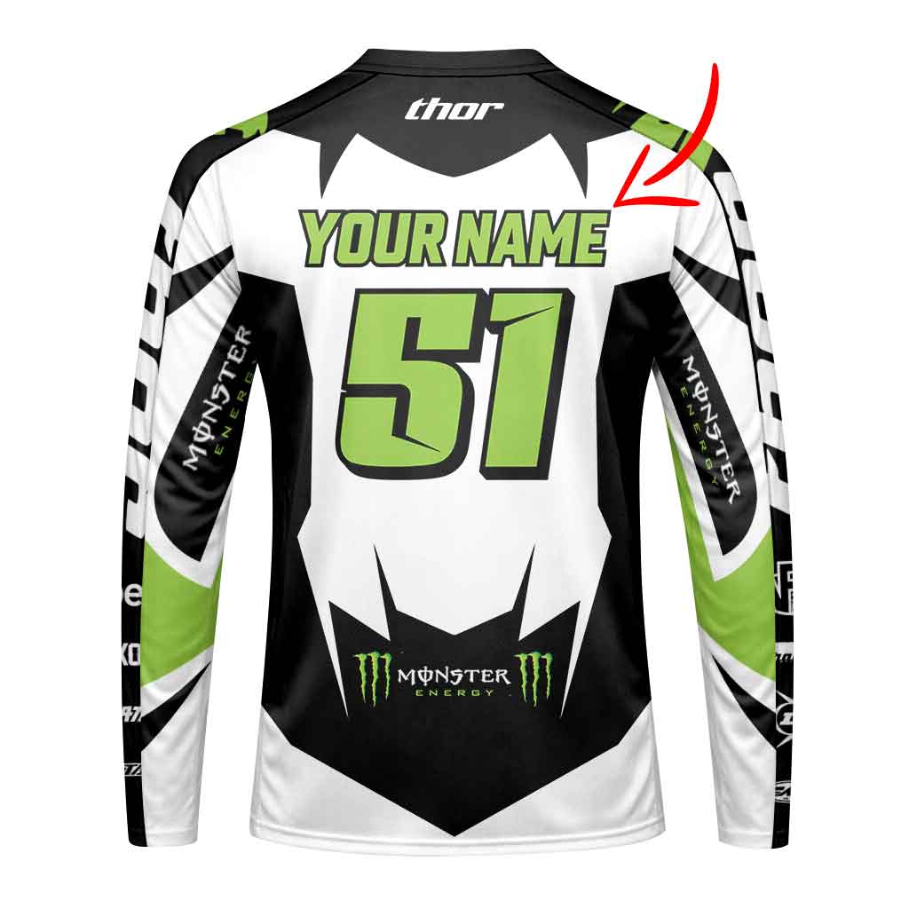 Personalized Kawasaki Long Sleeve Motocross Jersey
