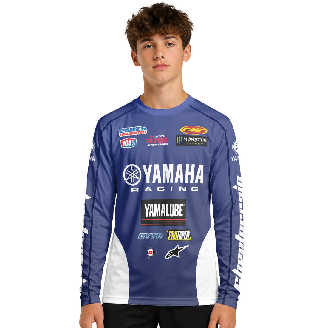 Personalized Yamaha Racing Youth Long Sleeve Motocross Jersey