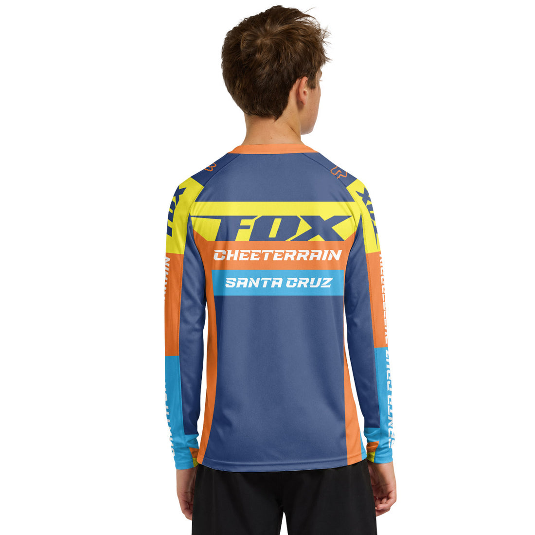 Santa Cruz Racing Blue Orange Youth Long Sleeve Mountain Bike Jersey