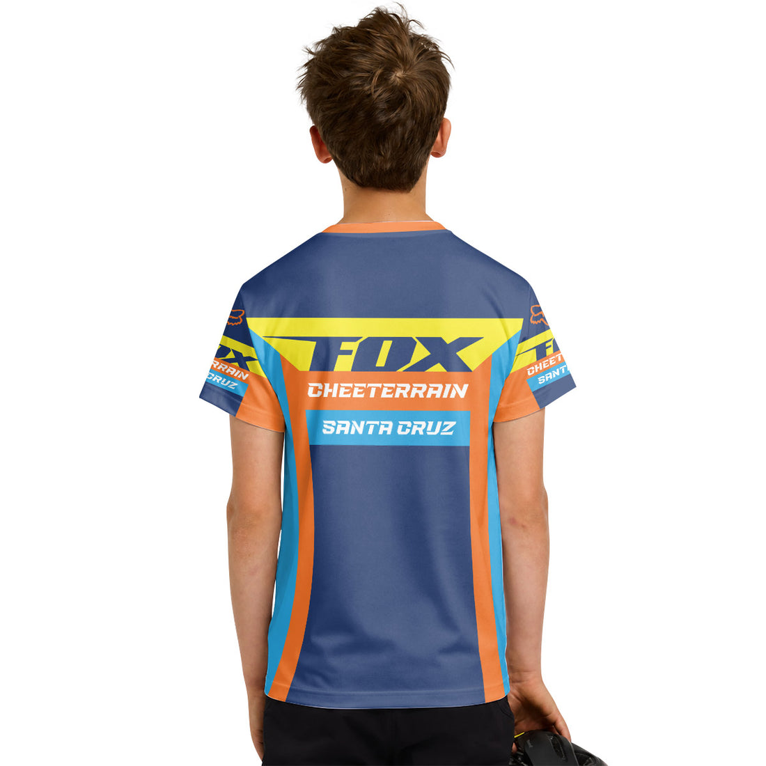 Santa Cruz Racing Blue Orange Youth Short Sleeve Mountain Bike Jersey