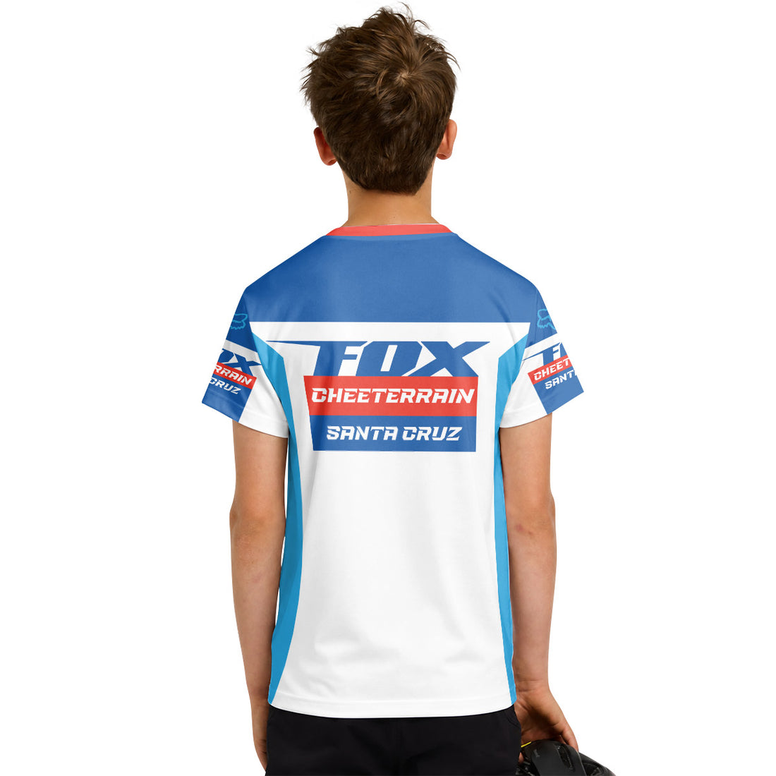 Santa Cruz Racing Blue Red Youth Short Sleeve Mountain Bike Jersey