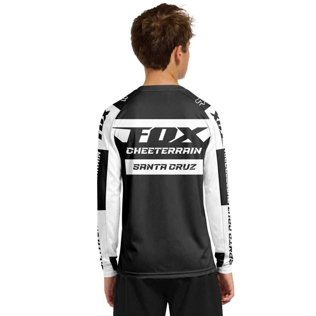 Santa Cruz Racing White Youth Long Sleeve Mountain Bike Jersey