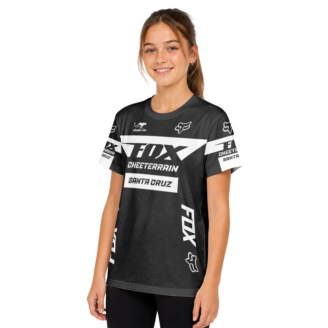 Santa Cruz Racing White Youth Short Sleeve Mountain Bike Jersey