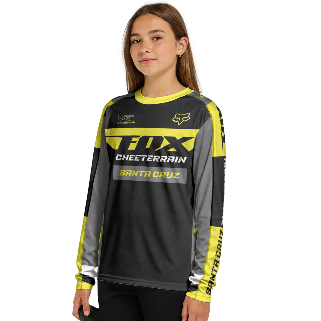 Santa Cruz Racing Yellow Youth Long Sleeve Mountain Bike Jersey