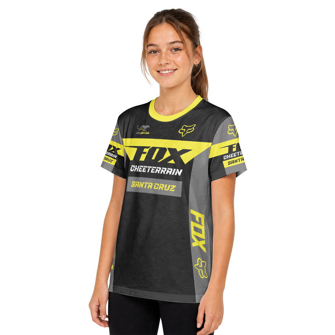 Santa Cruz Racing Yellow Youth Short Sleeve Mountain Bike Jersey