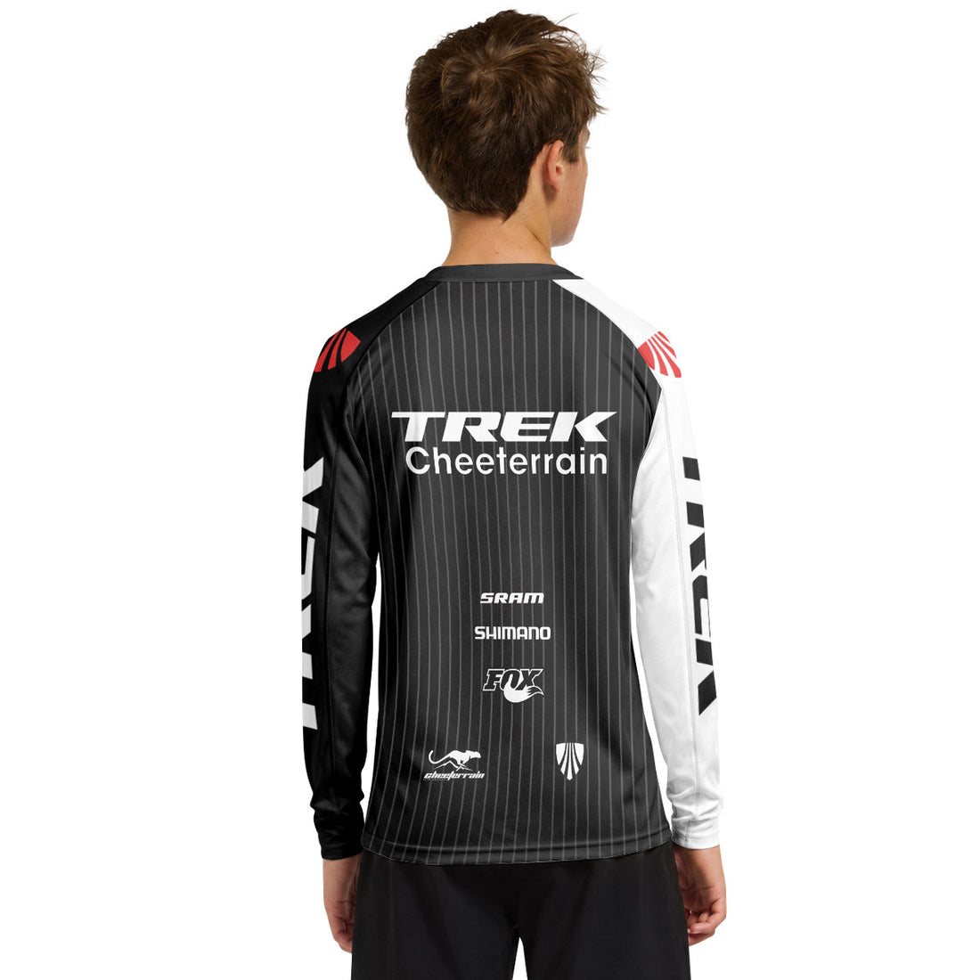 Trek Black White Youth Long Sleeve Mountain Bike Jersey
