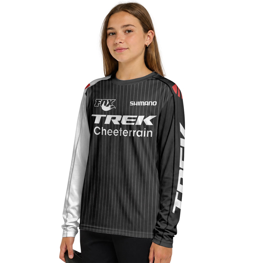 Trek Black White Youth Long Sleeve Mountain Bike Jersey
