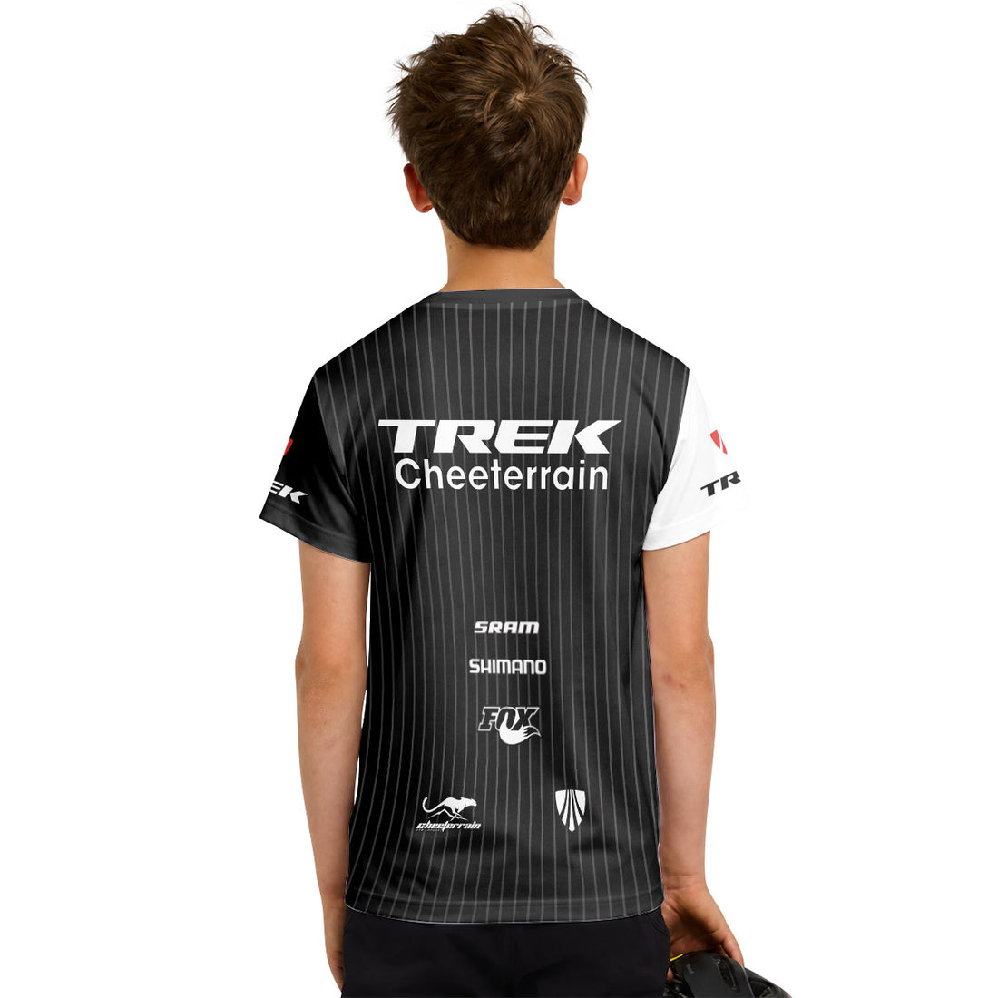 Trek Black White Youth Short Sleeve Mountain Bike Jersey